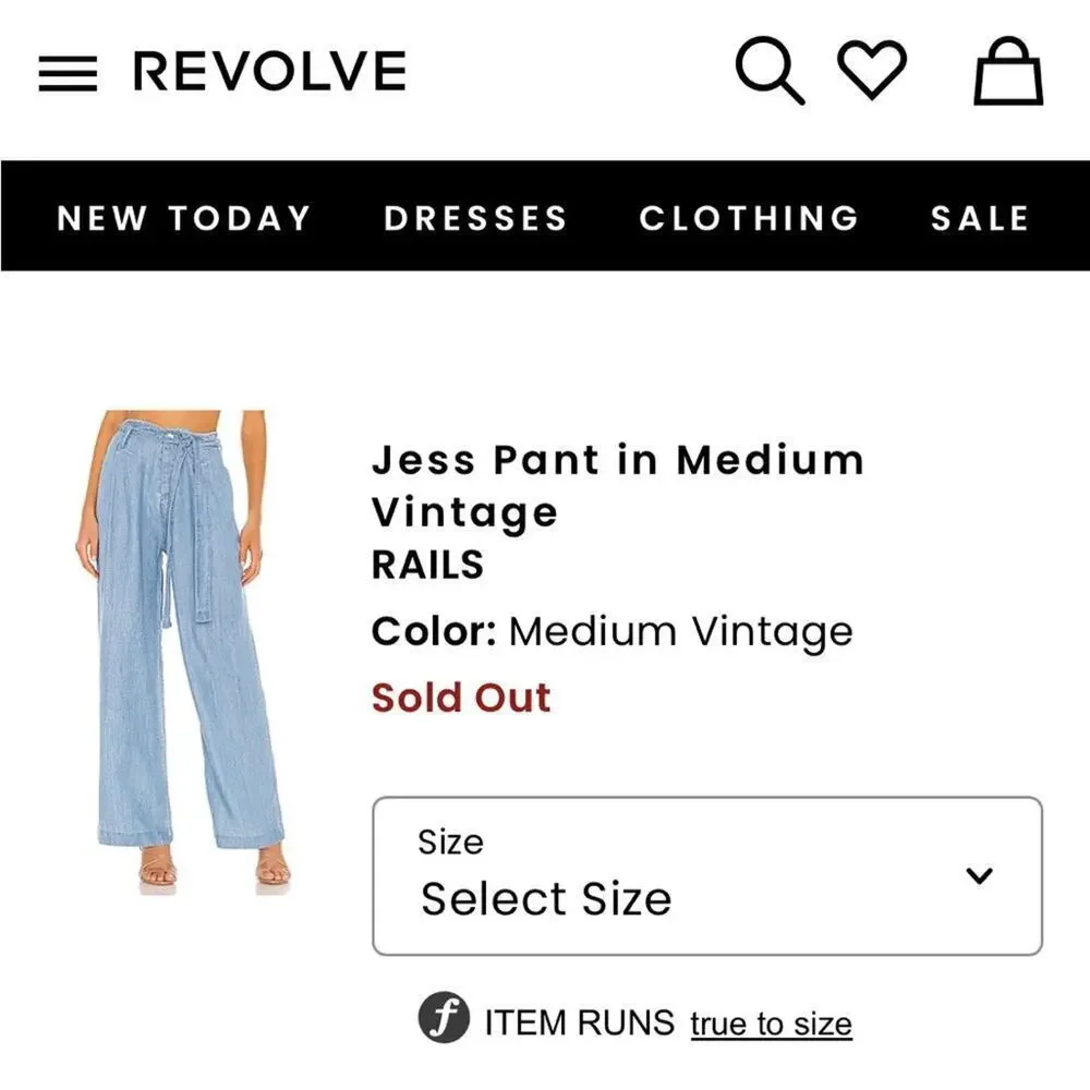 REVOLVE Rails Jess Pants, Wide-Leg, Belt tie, Pockets, Beachy, Weekend, Casual S